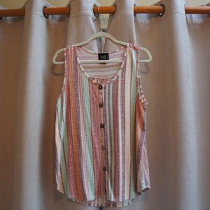 Sleeveless Multi Color Button Down Top